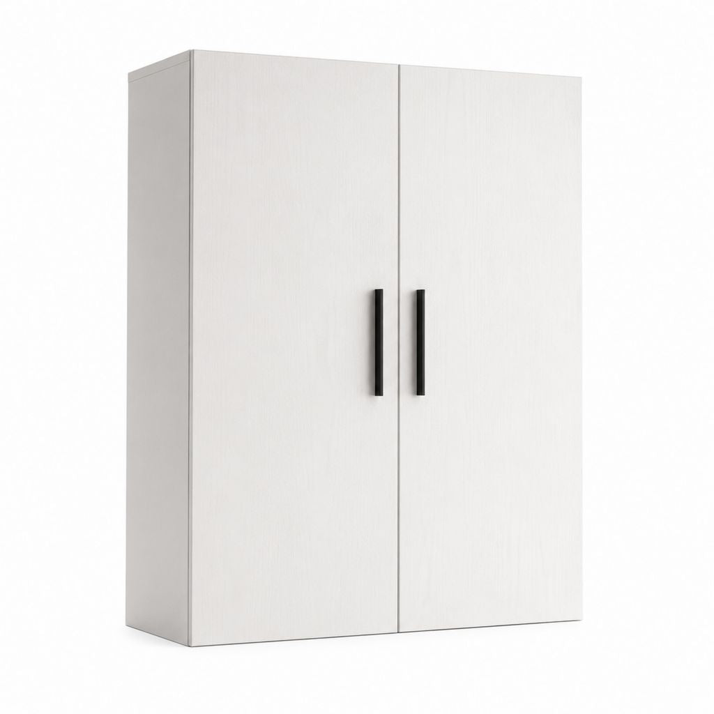 Armadio guardaroba 2 ante bianco in pannello di particelle rettangolare 80 x 52 x 180 cm