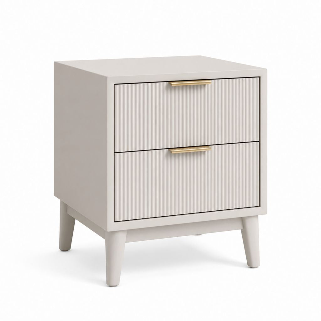 Comodino 2 cassetti bianco in MDF rettangolare 45 x 40 x 60 cm