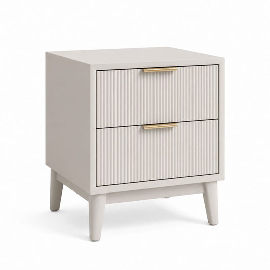 Comodino 2 cassetti bianco in MDF rettangolare 45 x 40 x 60 cm
