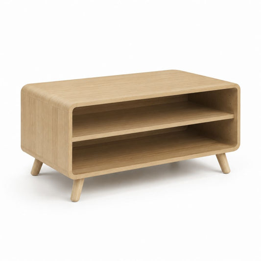 Tavolino da caffè con ripiani rovere chiaro MDF impiallacciato 100 x 50 x 45 cm
