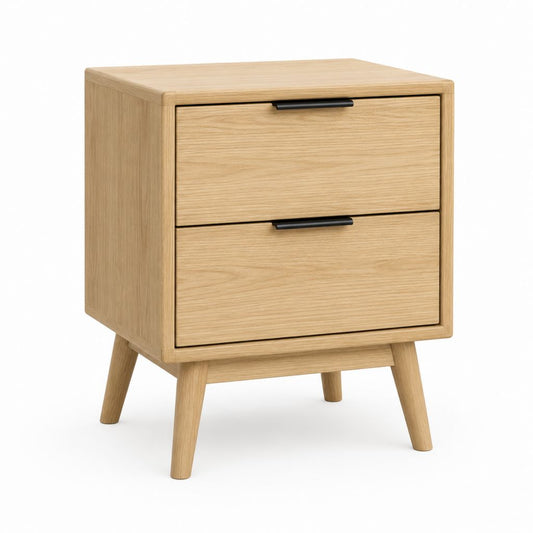 Comodino a 2 cassetti in rovere naturale 45 x 35 x 60 cm