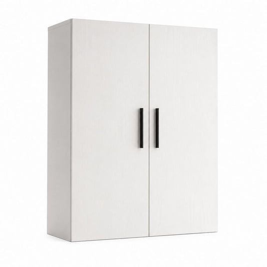 Armadio guardaroba 2 ante bianco in pannello di particelle rettangolare 80 x 52 x 180 cm
