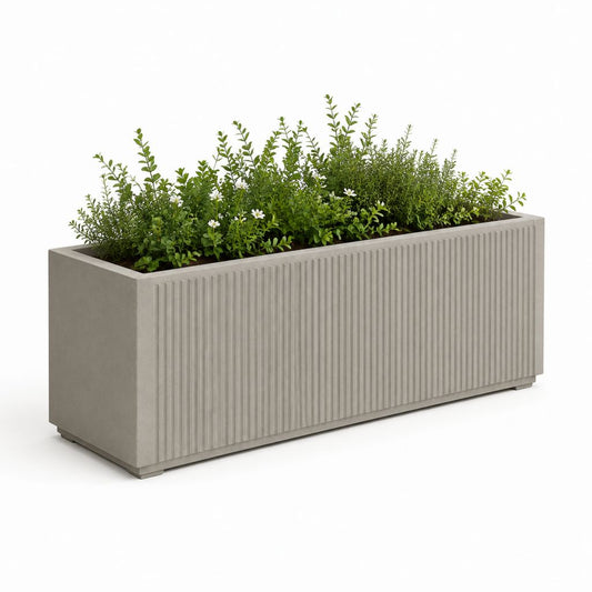 Fioriera rettangolare da esterno grigio cemento fibrorinforzato 100 x 40 x 45 cm