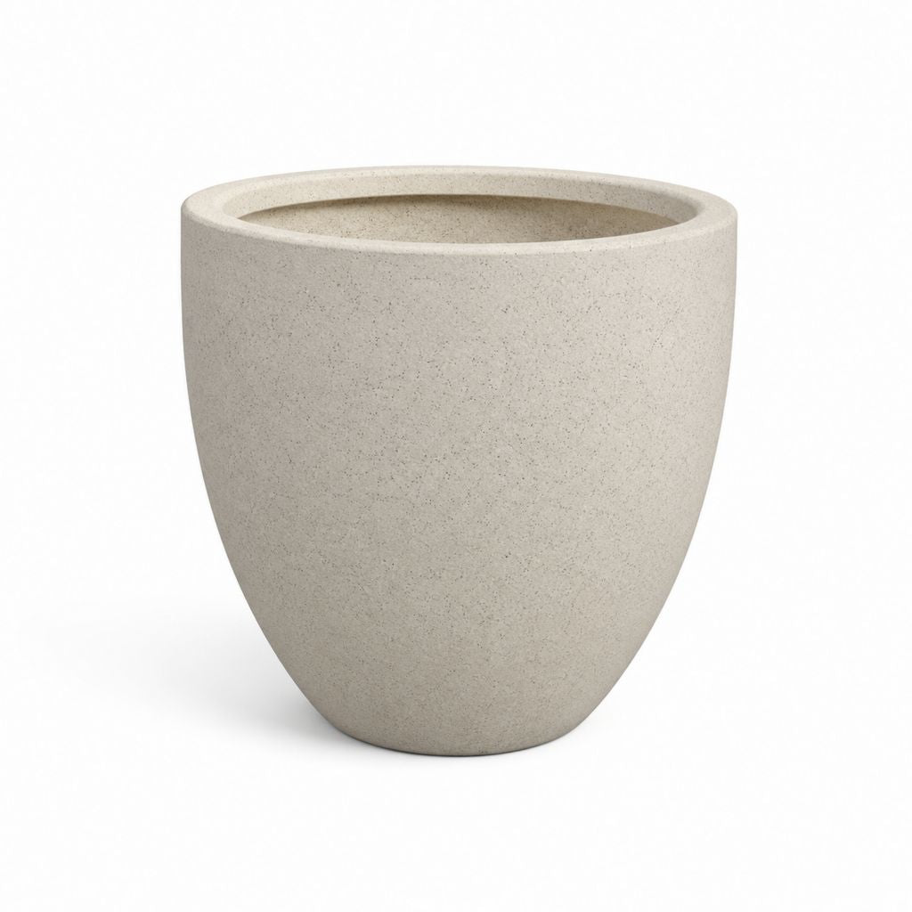 Vaso da fiori rotondo beige in cemento fibrorinforzato 40 x 40 x 50 cm