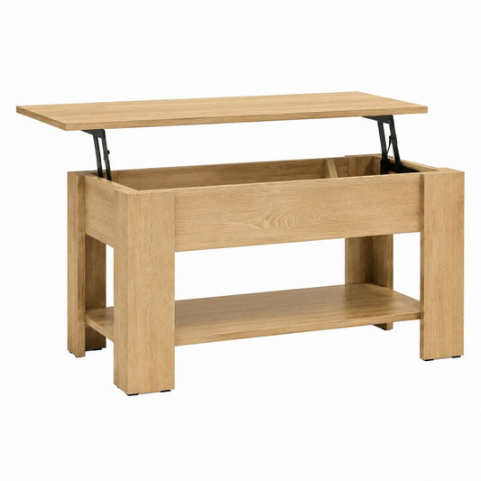 Tavolino da caffè con piano sollevabile rovere in pannello truciolare rettangolare 100 x 50 x 45 cm