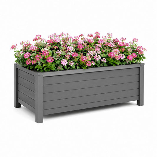 Fioriera da giardino rettangolare grigio antracite in WPC 150 x 50 x 50 cm
