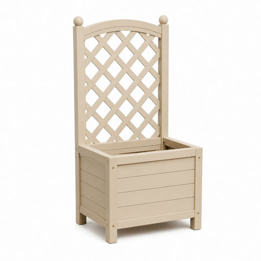 Fioriera con grigliato beige in legno massello di abete 40 x 40 x 135 cm